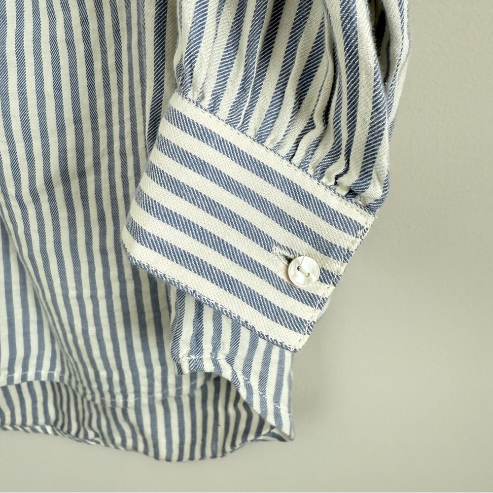 Aerie Striped Ruffle Trim Long Sleeve Tunic Blouse Top Medium New - Picture 5 of 8
